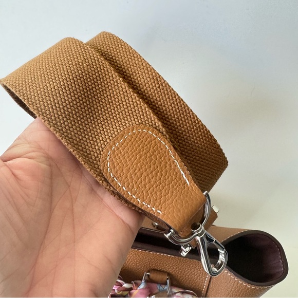 LEATHER INSIDE & OUT | Gold Brown Toolbox Bag Convertible Top Handle Satchel - Picture 11 of 13